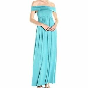 Rachel Pally L Laguna Stretch Jersey Off-The-Shoulder Midsummer Maxi Dress NWT